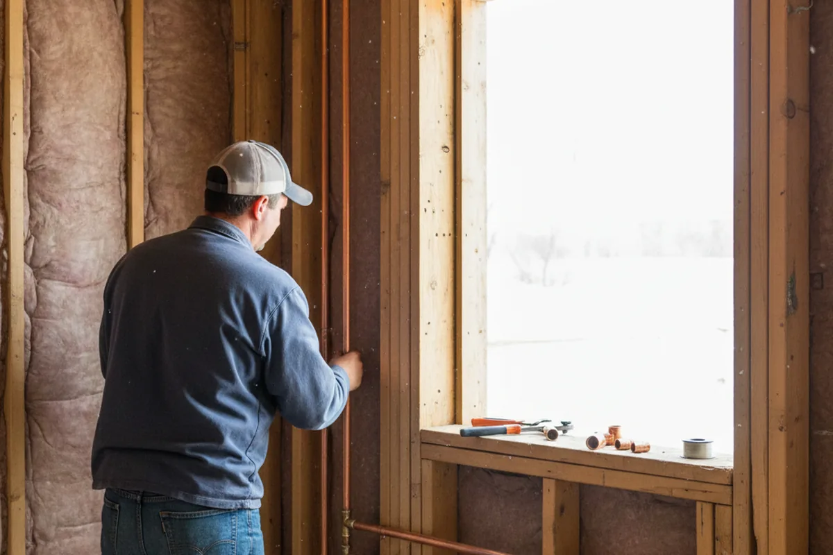 Licensed plumber running new copper supply lines in a Stevensville home