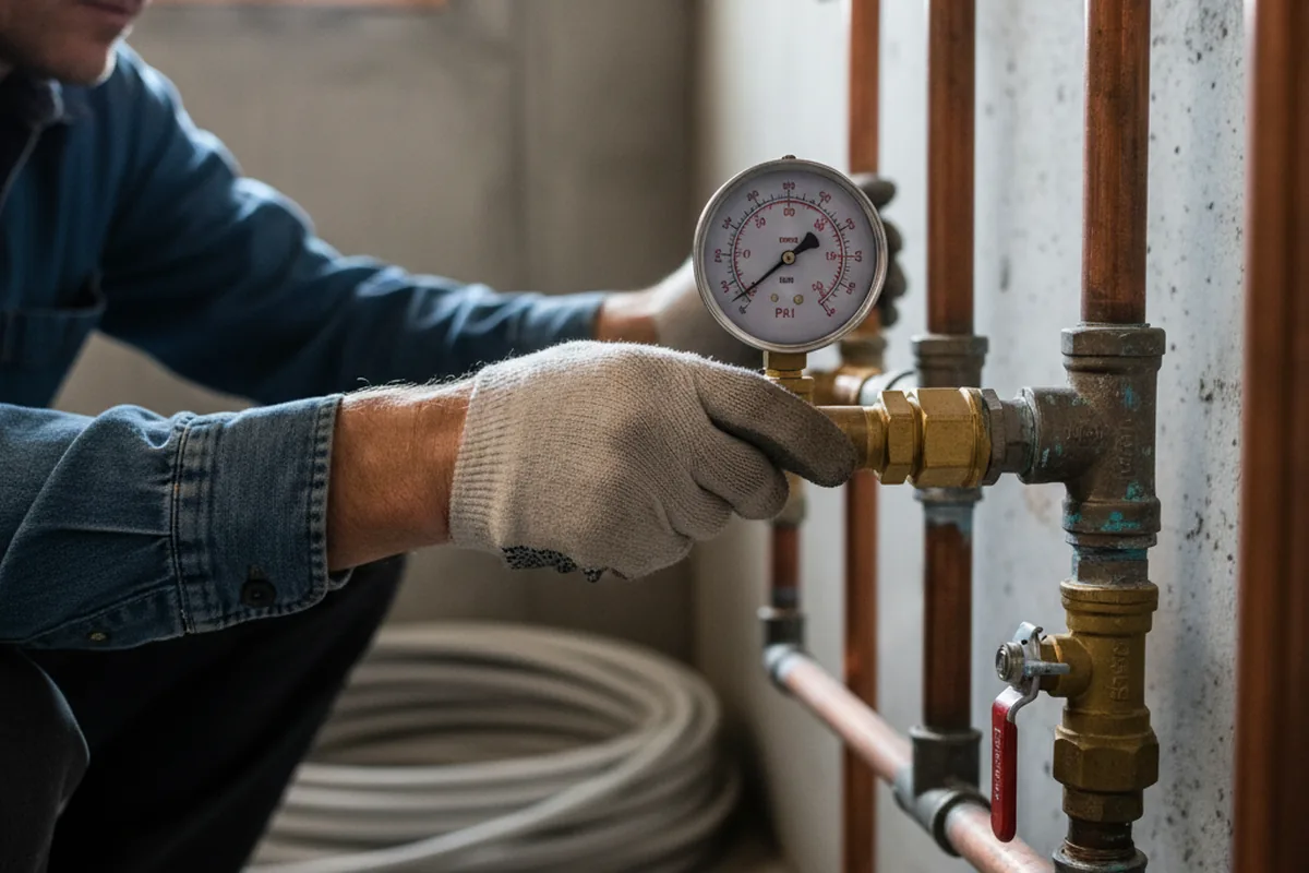 Pressure testing a repaired line during Water Line Repair in Stevensville